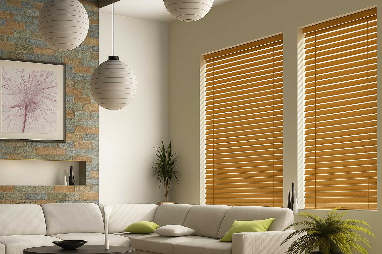 Beautiful wooden venetian blinds in Auckland home